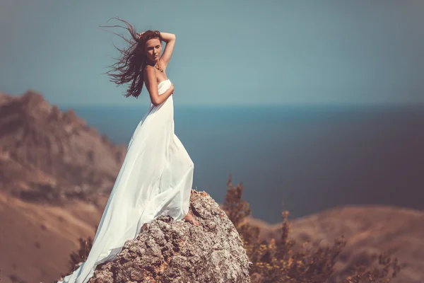 Woman in white tissue — Stock Photo, Image