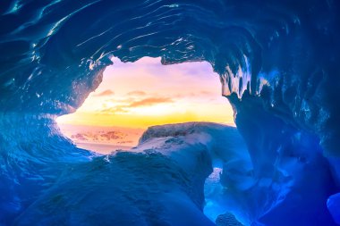 blue ice cave in Antarctica clipart
