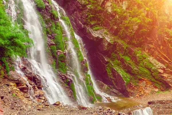 Waterfall in deep forest near. — Stock Photo, Image