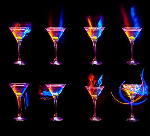 Bunte moderne Cocktails in Gläsern — Stockfoto