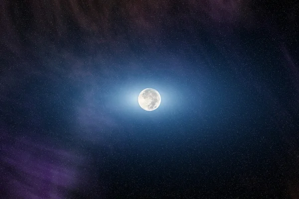 Luna en el cielo estrellado y nublado — Foto de Stock