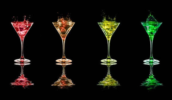 Multicolored cocktails in glasses — Stock Photo, Image