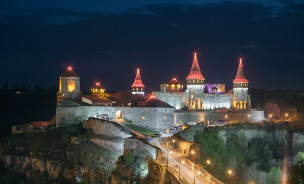 Castle in Kamianets Podilskyi in night — Stock Photo, Image