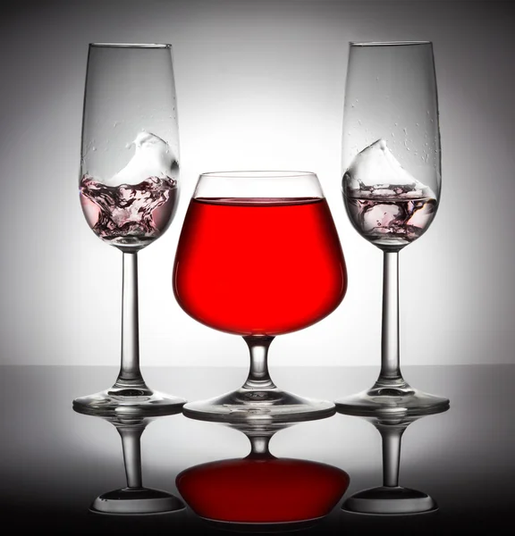 Stylish composition of three glasses — Stock Photo, Image