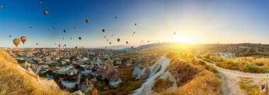 Hot air balloons over Cappadocia clipart