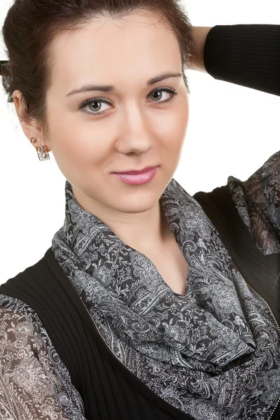 beyaz zemin üzerinde genç güzel kadın