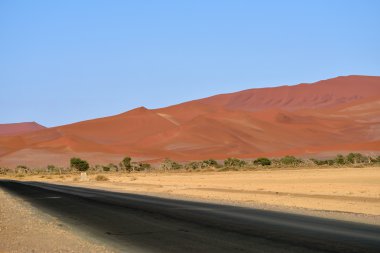 Tar road Namib Çölü, Namibya, Afrika