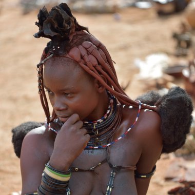 Himba kız portre, Namibya 