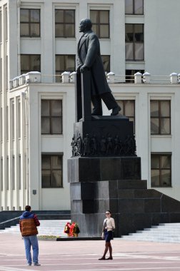 Minsk, Beyaz Rusya, Lenin heykeli Parlamento Binası yakınındaki