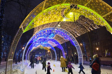 Moskova kış sokak sahne, Rusya Federasyonu