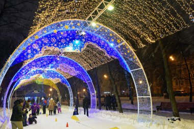 Moskova kış sokak sahne, Rusya Federasyonu