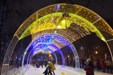 Moskova kış sokak sahne, Rusya Federasyonu