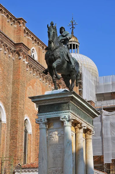 Posąg Jeździecki 1488 Bartolomeo Colleoni Autorstwa Verrocchio Wenecji Campo Santi — Zdjęcie stockowe