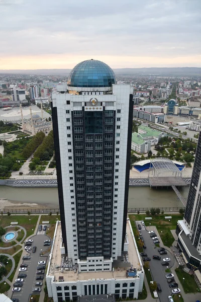 Grozny Rusia Septiembre 2021 Vista Sobre Rascacielos Del Hotel Cinco — Foto de Stock