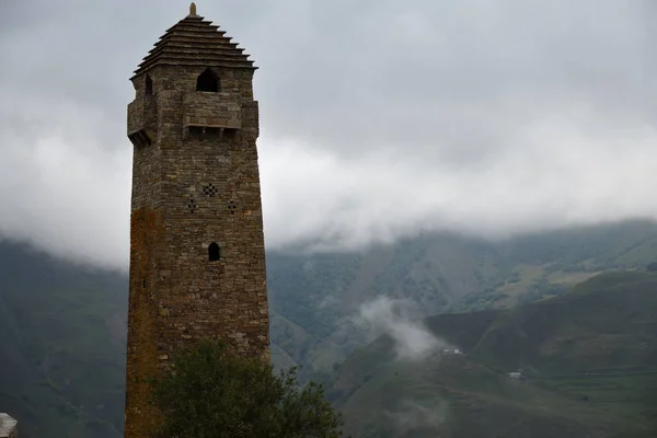 恢复沙鲁伊历史建筑综合体的战斗塔 十三世纪至十九世纪的中世纪要塞 有战斗塔和住宅塔 — 图库照片