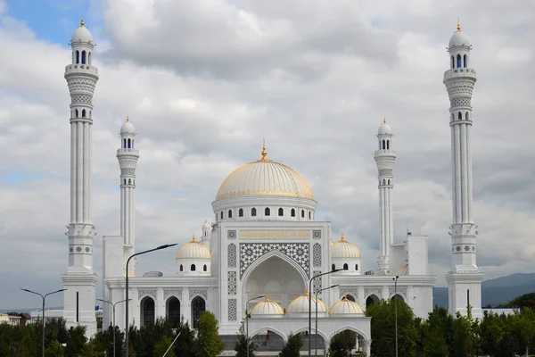 Moschea Bianca Shali Repubblica Cecena Russia Moschea Del Profeta Maometto — Foto Stock