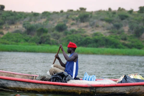 Fisherman on the Victoria Nile — Stock Photo, Image