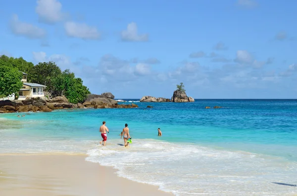 Тропический песчаный пляж на Сейшельских островах — стоковое фото