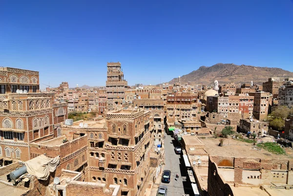 Iêmen, a cidade velha de Sanaa — Fotografia de Stock