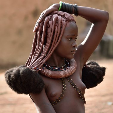 Himba kız portre, Namibya 