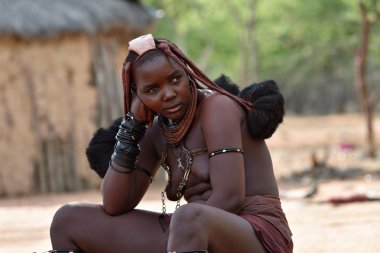 Himba kız portre, Namibya 