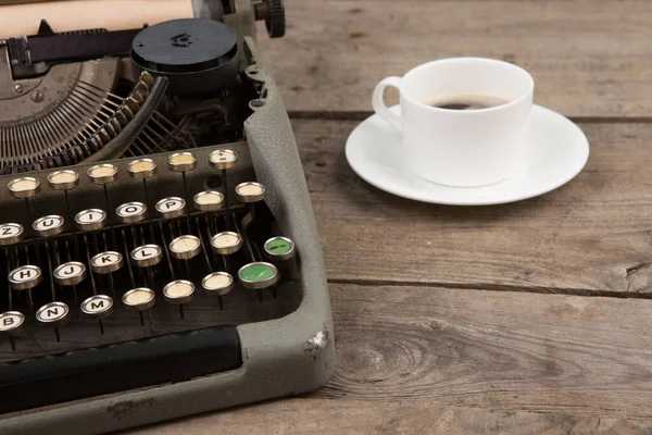 Vintage Typewriter Old Wooden Desk — Stock Photo, Image