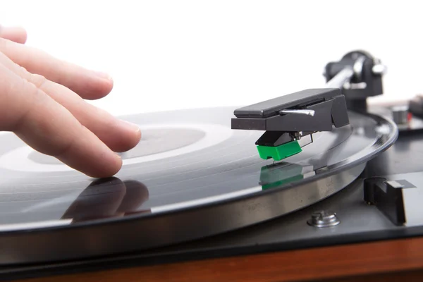 DJ tocando en tocadiscos — Foto de Stock