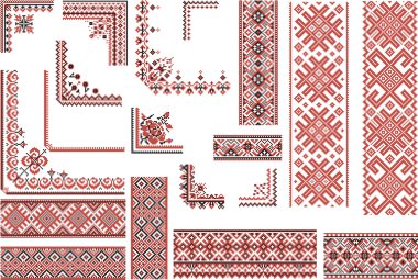 Red and Black Patterns for Embroidery Stitch  clipart