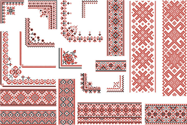 Red and Black Patterns for Embroidery Stitch 
