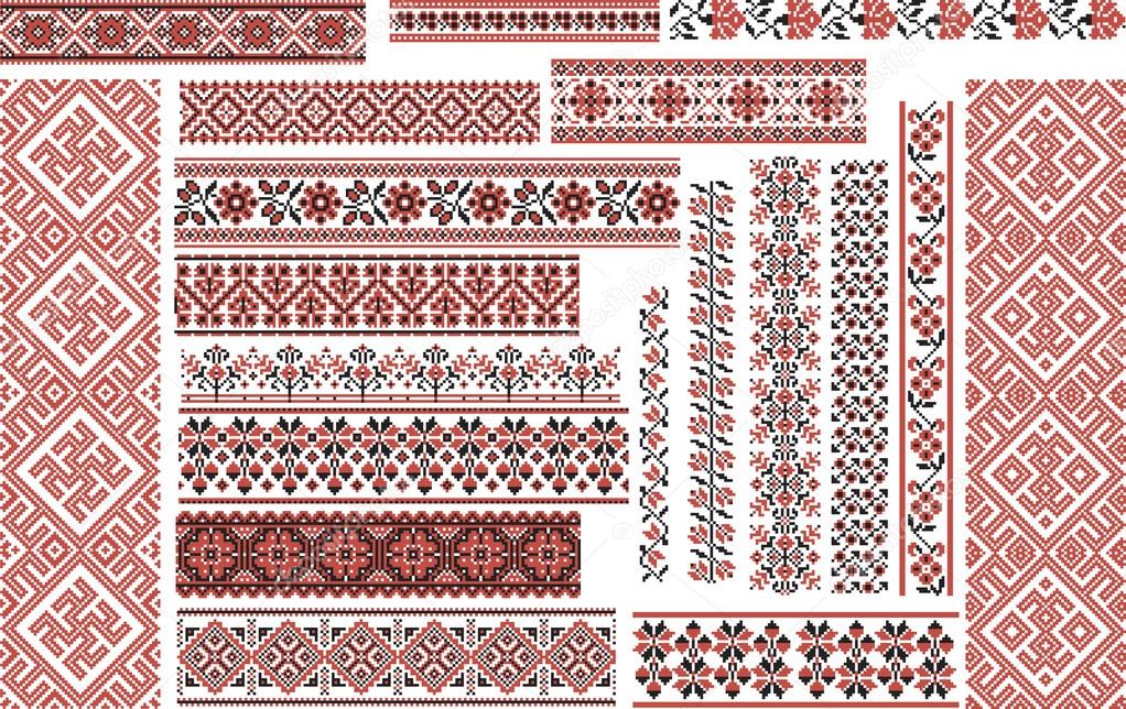 Set of Ethnic Patterns for Embroidery Stitch 