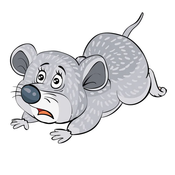 Personagem Assustado Mouse Fugindo Alguém Ilustração Dos Desenhos Animados Objeto — Vetor de Stock