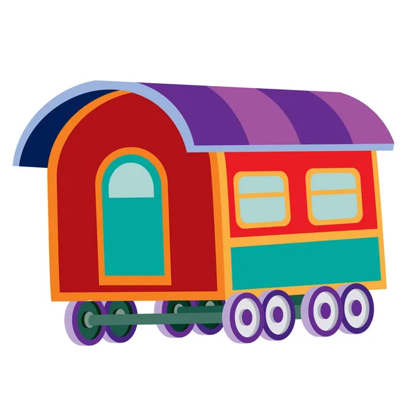 Multicolored Wagon Steam Locomotive Isolated Object White Background Cartoon Illustration — Stock Vector