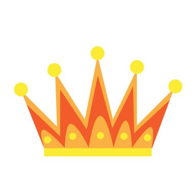 Düz biçimli kırmızı taç, çizgi film çizimi, beyaz arkaplanda izole nesne, vektör, eps