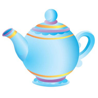 Mavi renkli çaydanlık, beyaz arkaplanda izole nesne, vektör illüstrasyonu, eps