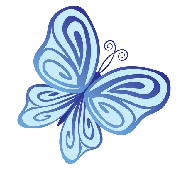 Mariposa Decorativa Color Azul Objeto Aislado Sobre Fondo Blanco Ilustración — Archivo Imágenes Vectoriales