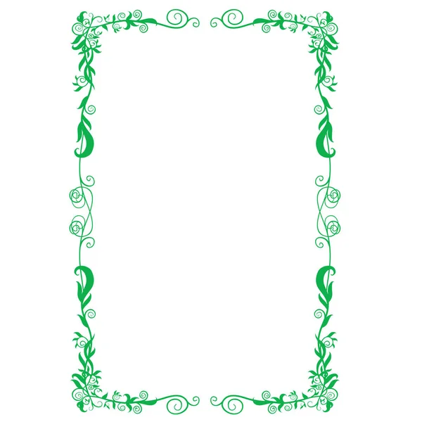 Зеленый Растительный Декоративный Кадр Изолированный Объект Белом Фоне Векторная Иллюстрация — стоковый вектор