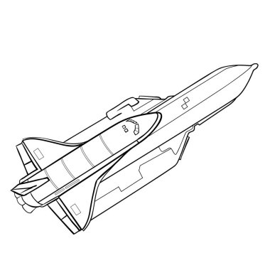 skeç, yıldız gemisi, boyama kitabı, karikatür çizimi, beyaz arkaplandaki izole nesne, vektör illüstrasyonu, ep