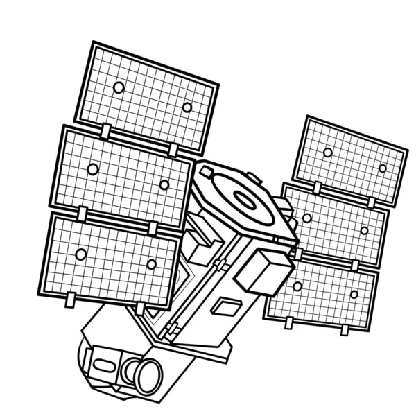 Skiss Rymdskepp Målarbok Tecknad Illustration Isolerat Objekt Vit Bakgrund Vektor — Stock vektor