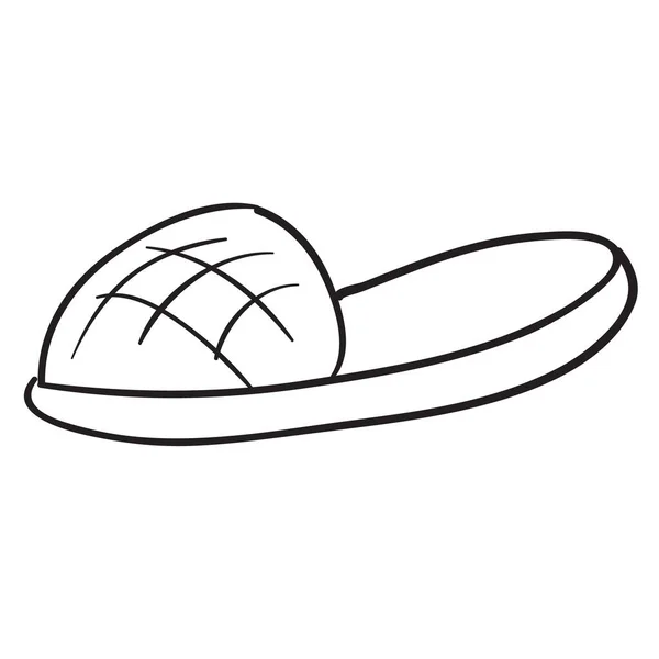 Sketch House Slipper Coloring Book Cartoon Illustration Isolated Object White — Image vectorielle