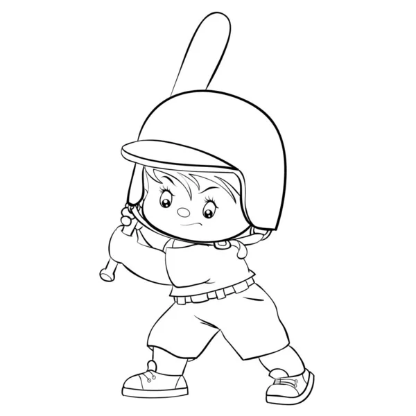 Sketch, a baseball player in a helmet swings a bat and is ready to hit the ball, isolated object on a white background, cartoon illustration, vector, eps — Stock Illustration Sketch Baseball Player Helmet Swings Bat Ready Hit Ball Isolated Vector Graphics