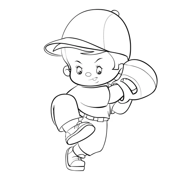 Sketch, baseball player in cap ready to throw the ball, isolated object on white background, cartoon illustration, vector, eps — Stock Illustration Sketch Baseball Player Cap Ready Throw Ball Isolated Object White Royalty Free Stock Illustrations