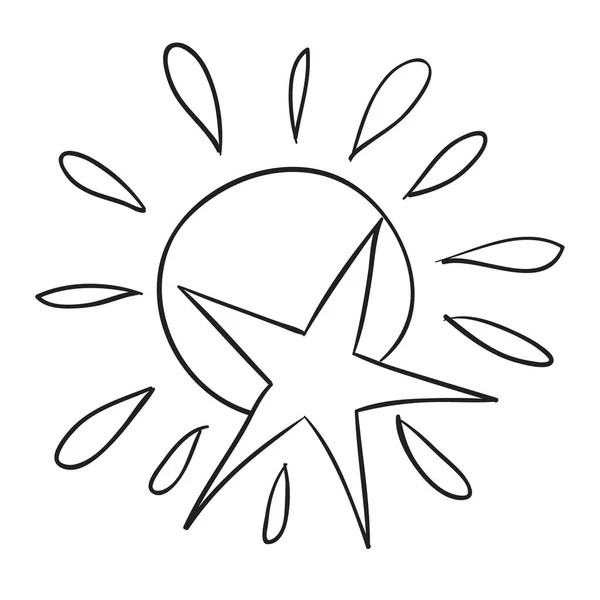 Koncept Náčrt Slunce Hvězd Omalovánky Kreslené Ilustrace Izolovaný Objekt Bílém — Stockový vektor