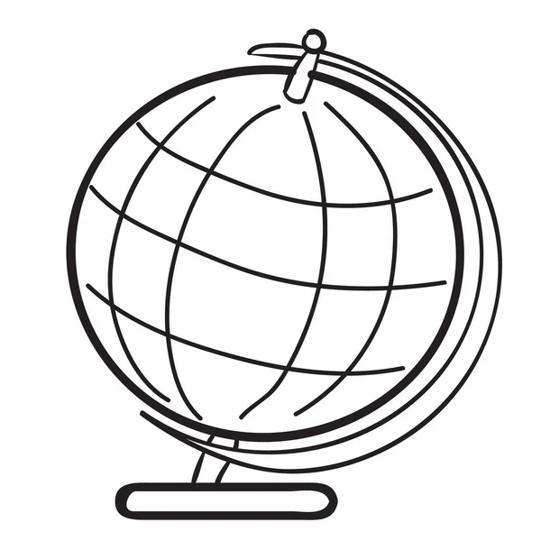 Sketch School Globe Coloring Book Isolated Object White Background Cartoon — Stock Vector