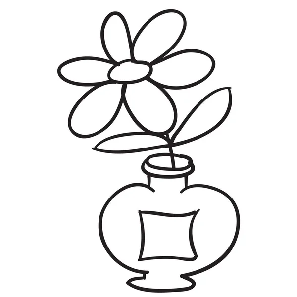 スケッチ コンセプト 香水瓶の外に突き出た花 着色本 白い背景に孤立したオブジェクト 漫画のイラスト ベクトル Eps — ストックベクタ