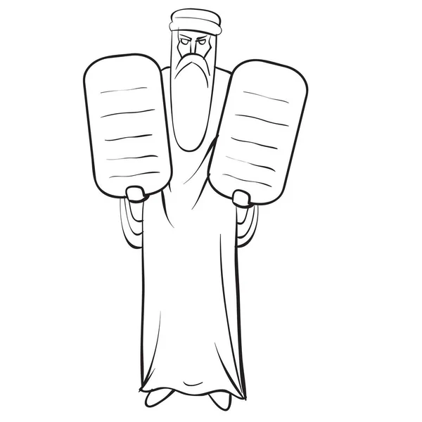 Эскиз Моисей Держит Две Таблетки Руках Раскраска Книги Изолированный Объект — стоковый вектор