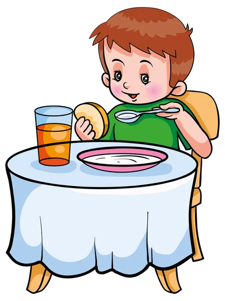 Niño desayunando — Archivo Imágenes Vectoriales