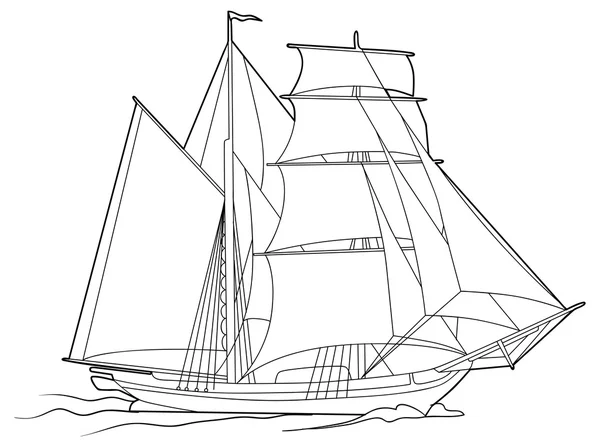 Croquis yacht — Image vectorielle