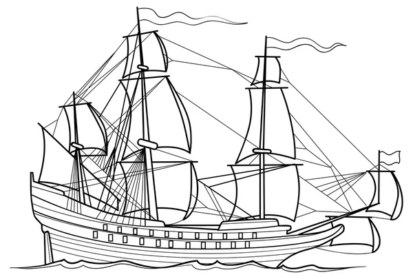 Schets yawl — Stockvector