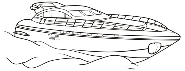 Motor boat sketch coloring book isolated object Vector Image