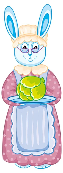 Bunny with   tray — Stock Vector